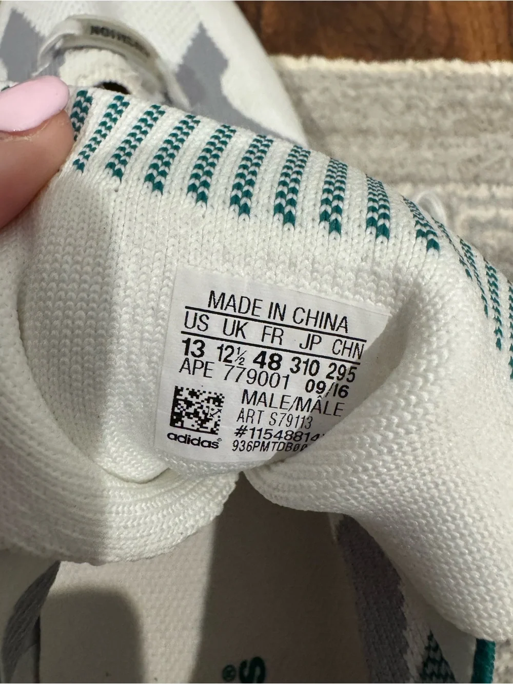adidas White Gray & Teal Knit Men’s Sneakers